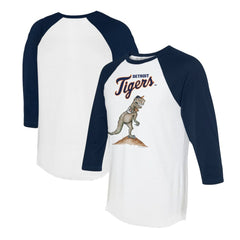 Detroit Tigers Tiny Turnip Unisex TT Rex 3/4-Sleeve Raglan T-Shirt - White/Navy T-shirts