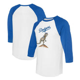 Los Angeles Dodgers Tiny Turnip Unisex TT Rex 3/4-Sleeve Raglan T-Shirt - White/Royal T-shirts