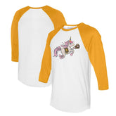 San Diego Padres Tiny Turnip Unisex Unicorn 3/4-Sleeve Raglan T-Shirt - White/Gold T-shirts