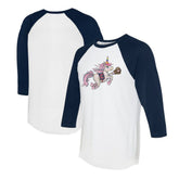 Cleveland Guardians Tiny Turnip Unisex Unicorn 3/4-Sleeve Raglan T-Shirt - White/Navy T-shirts