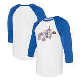 Los Angeles Dodgers Tiny Turnip Unisex Unicorn 3/4-Sleeve Raglan T-Shirt - White/Royal T-shirts