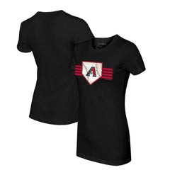 Arizona Diamondbacks Tiny Turnip Women's Base Stripe T-Shirt - Black T-shirts