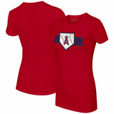 Los Angeles Angels Tiny Turnip Women's Base Stripe T-Shirt - Red T-shirts
