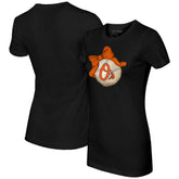 Baltimore Orioles Tiny Turnip Women's Baseball Bow T-Shirt - Black T-shirts