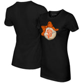 San Francisco Giants Tiny Turnip Women's Baseball Bow T-Shirt - Black T-shirts