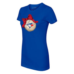 Toronto Blue Jays Tiny Turnip Women's Baseball Bow T-Shirt - Royal T-shirts