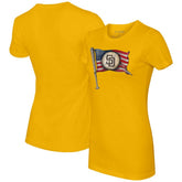 San Diego Padres Tiny Turnip Women's Baseball Flag T-Shirt - Gold T-shirts