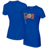 Chicago Cubs Tiny Turnip Women's Baseball Flag T-Shirt - Royal T-shirts