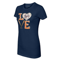 Detroit Tigers Tiny Turnip Women's Baseball Love T-Shirt - Navy T-shirts
