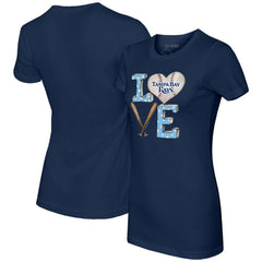 Tampa Bay Rays Tiny Turnip Women's Baseball Love T-Shirt - Navy T-shirts