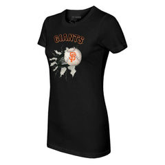 San Francisco Giants Tiny Turnip Women's Baseball Tear T-Shirt - Black T-shirts
