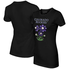 Colorado Rockies Tiny Turnip Women's Blooming Baseballs T-Shirt - Black T-shirts