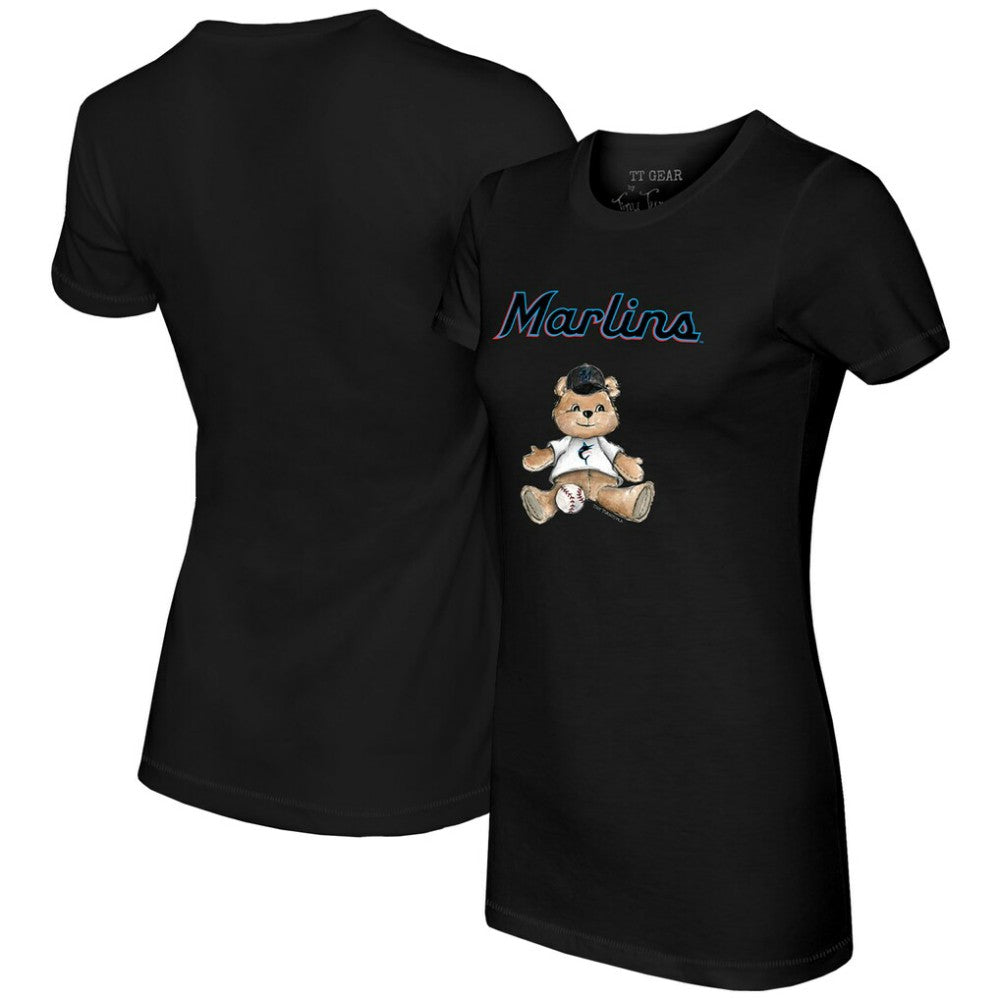 Miami Marlins Tiny Turnip Women's Teddy Boy T-Shirt - Black T-shirts