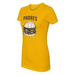 San Diego Padres Tiny Turnip Women's Burger T-Shirt - Gold T-shirts