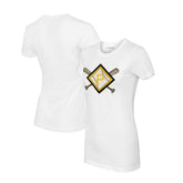 Pittsburgh Pirates Tiny Turnip Women's Diamond Cross Bats T-Shirt - White T-shirts