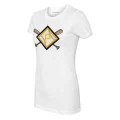 Pittsburgh Pirates Tiny Turnip Women's Diamond Cross Bats T-Shirt - White T-shirts