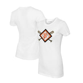 San Francisco Giants Tiny Turnip Women's Diamond Cross Bats T-Shirt - White T-shirts