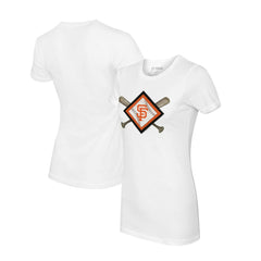 San Francisco Giants Tiny Turnip Women's Diamond Cross Bats T-Shirt - White T-shirts