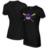 Colorado Rockies Tiny Turnip Women's Hat Crossbats T-Shirt - Black Hats