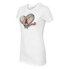 Los Angeles Angels Tiny Turnip Women's Heart Banner T-Shirt - White T-shirts