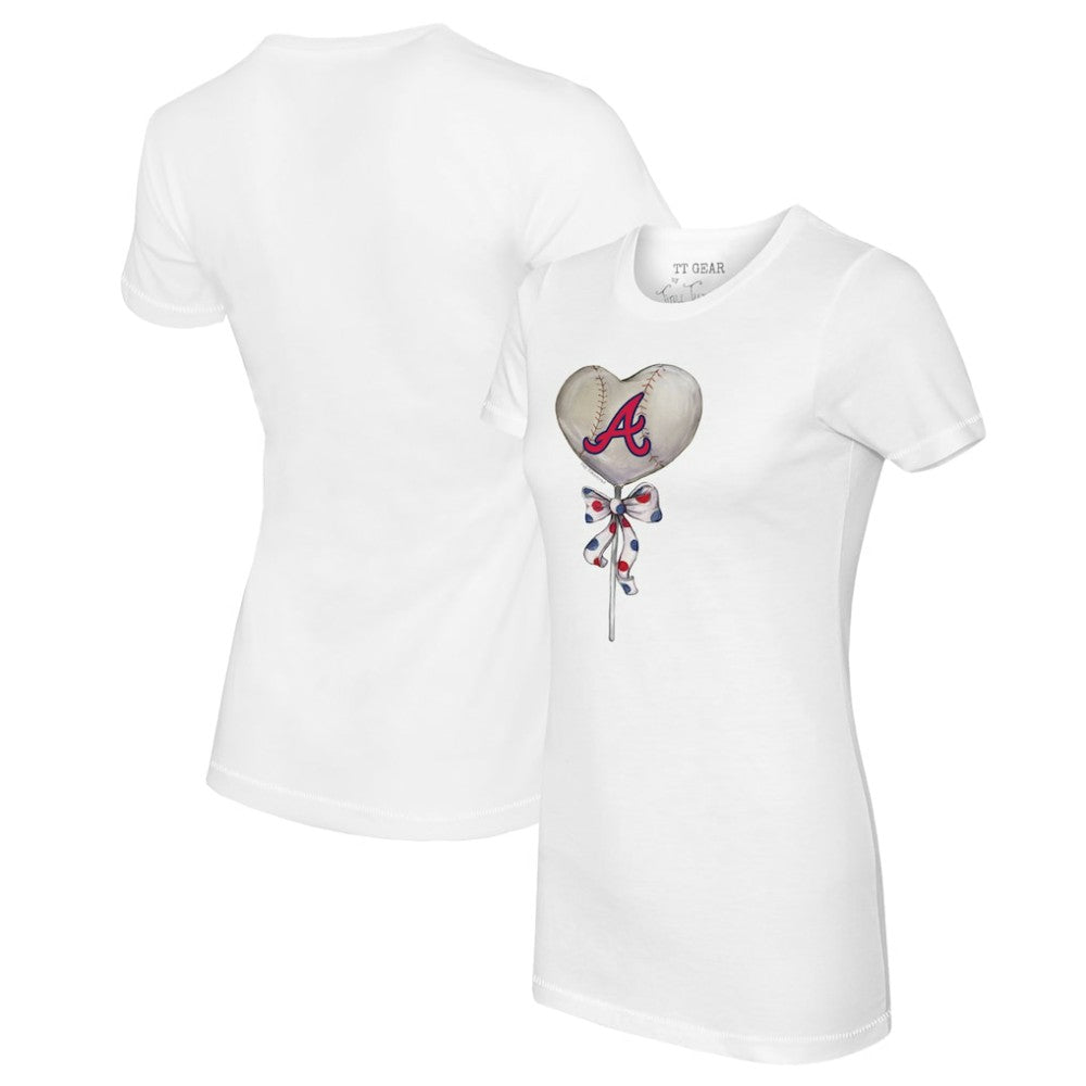 Atlanta Braves Tiny Turnip Women's Heart Lolly T-Shirt - White T-shirts