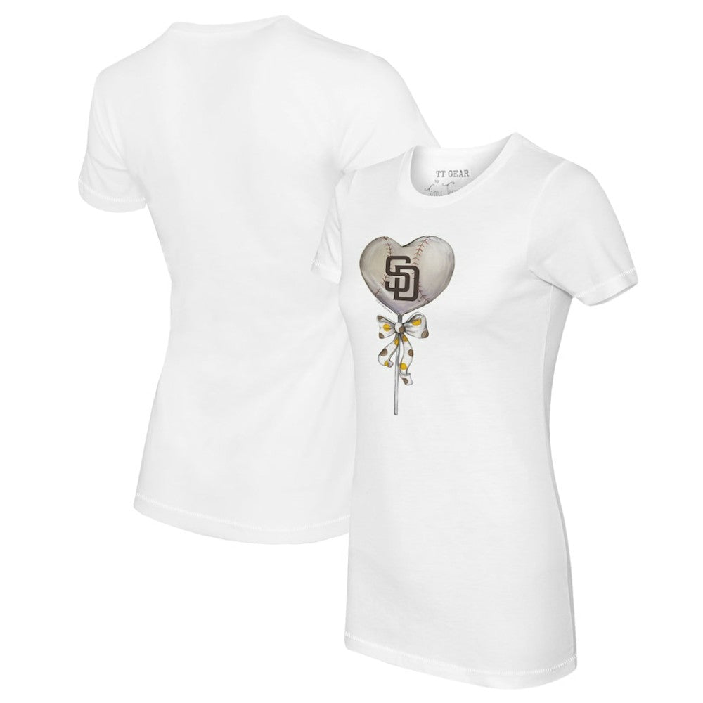 San Diego Padres Tiny Turnip Women's Heart Lolly T-Shirt - White T-shirts