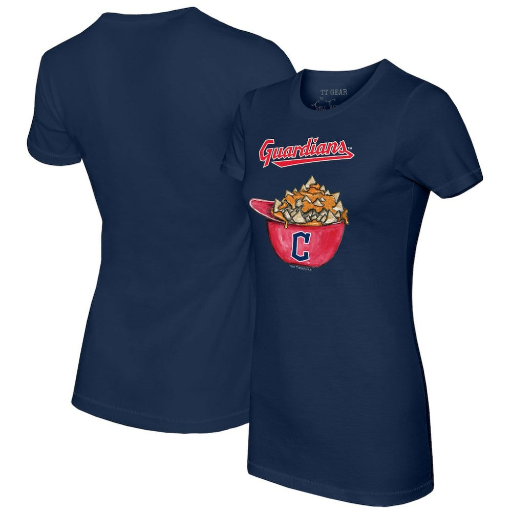 Cleveland Guardians Tiny Turnip Women's Nacho Helmet T-Shirt - Navy T-shirts