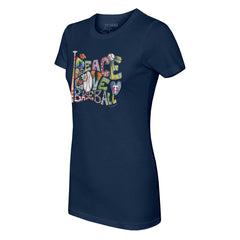 Minnesota Twins Tiny Turnip Women's Peace Love Baseball Fitted T-Shirt - Navy T-shirts