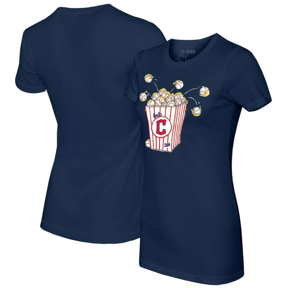 Cleveland Guardians Tiny Turnip Women's Popcorn T-Shirt - Navy T-shirts