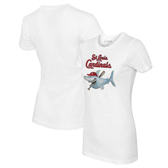 St. Louis Cardinals Tiny Turnip Women's Shark Logo T-Shirt - White T-shirts