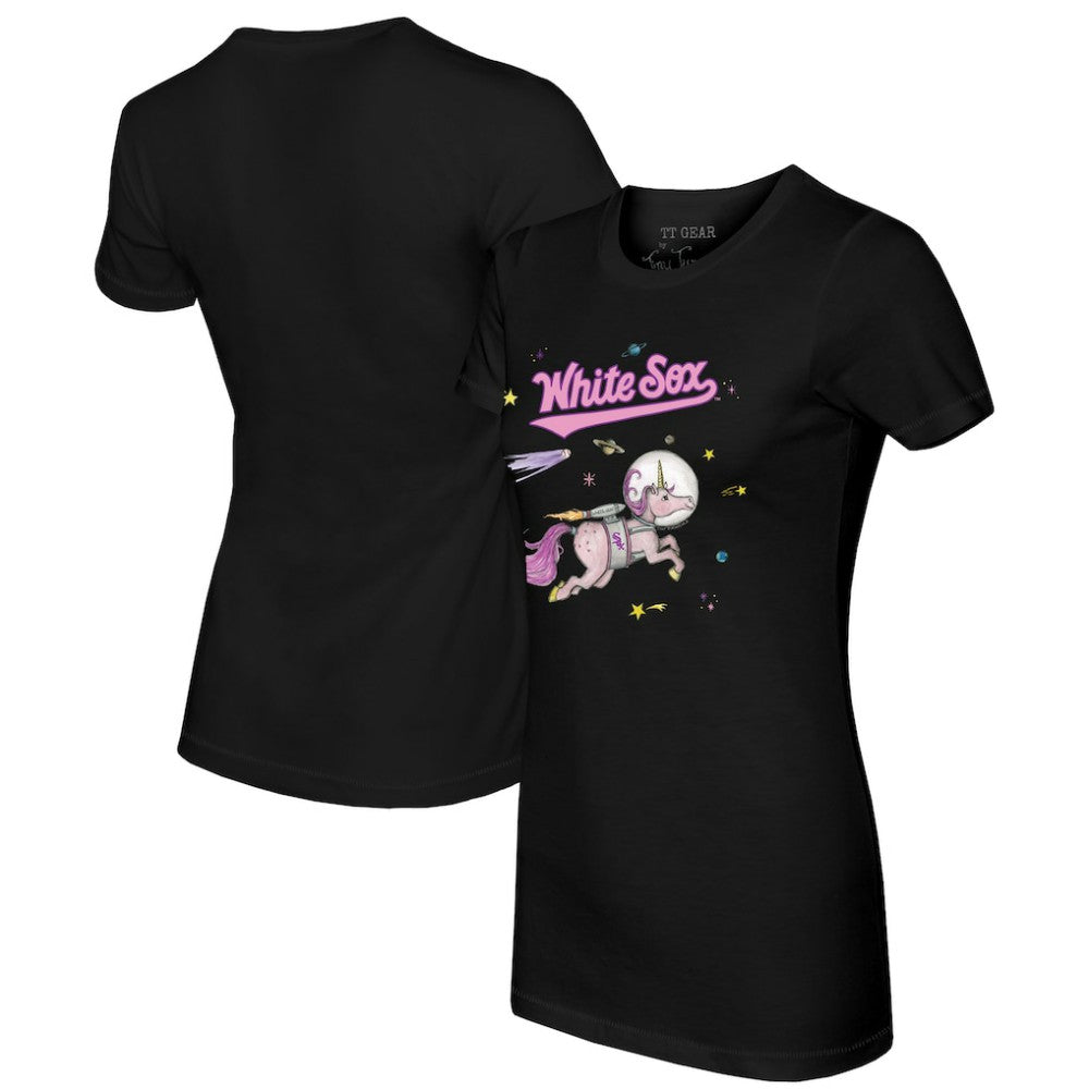Chicago White Sox Tiny Turnip Women's Space Unicorn T-Shirt - Black T-shirts