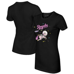 Kansas City Royals Tiny Turnip Women's Space Unicorn T-Shirt - Black T-shirts
