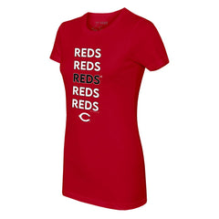 Cincinnati Reds Tiny Turnip Women's Stacked T-Shirt - Red T-shirts