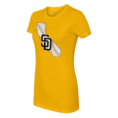 San Diego Padres Tiny Turnip Women's State Outline T-Shirt - Gold T-shirts