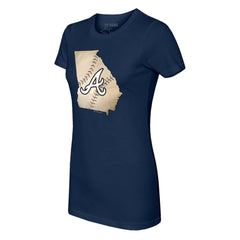 Atlanta Braves Tiny Turnip Women's State Outline T-Shirt - Navy T-shirts