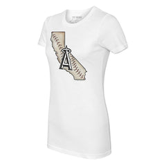 Los Angeles Angels Tiny Turnip Women's State Outline T-Shirt - White T-shirts