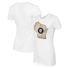 Milwaukee Brewers Tiny Turnip Women's State Outline T-Shirt - White T-shirts