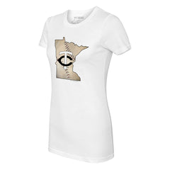 Minnesota Twins Tiny Turnip Women's State Outline T-Shirt - White T-shirts