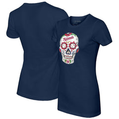 Washington Nationals Tiny Turnip Women's Sugar Skull T-Shirt - Navy T-shirts