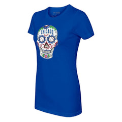Chicago Cubs Tiny Turnip Women's Sugar Skull T-Shirt - Royal T-shirts