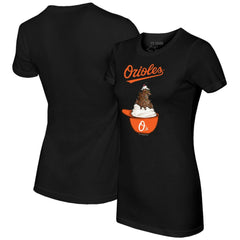 Baltimore Orioles Tiny Turnip Women's Sundae Helmet T-Shirt - Black T-shirts