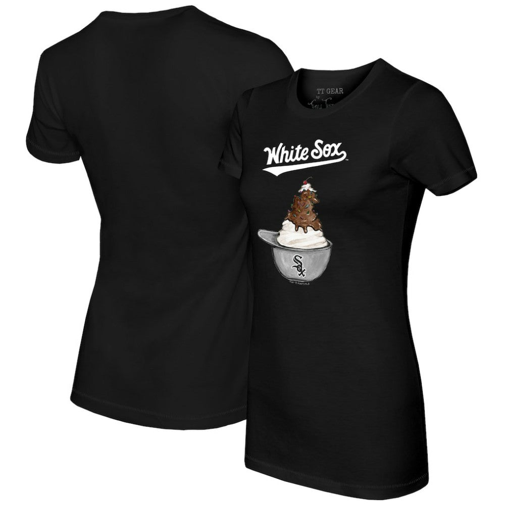 Chicago White Sox Tiny Turnip Women's Sundae Helmet T-Shirt - Black T-shirts