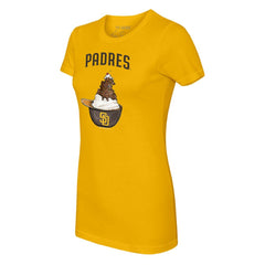San Diego Padres Tiny Turnip Women's Sundae Helmet T-Shirt - Gold T-shirts
