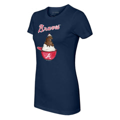 Atlanta Braves Tiny Turnip Women's Sundae Helmet T-Shirt - Navy T-shirts