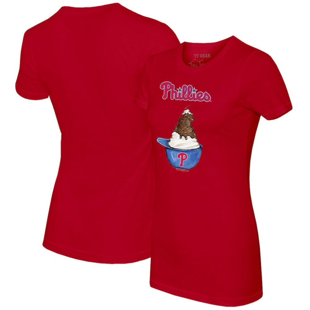 Philadelphia Phillies Tiny Turnip Women's Sundae Helmet T-Shirt - Red T-shirts
