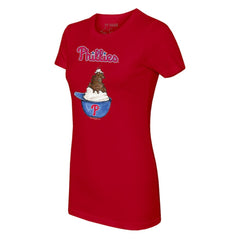 Philadelphia Phillies Tiny Turnip Women's Sundae Helmet T-Shirt - Red T-shirts