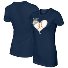 Houston Astros Tiny Turnip Women's Tiara Heart T-Shirt - Navy T-shirts