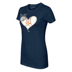 Houston Astros Tiny Turnip Women's Tiara Heart T-Shirt - Navy T-shirts