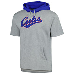 Chicago Cubs Mitchell & Ness Postgame Short Sleeve Pullover Hoodie - Heather Gray Hoodies