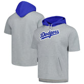 Los Angeles Dodgers Mitchell & Ness Postgame Short Sleeve Pullover Hoodie - Heather Gray Hoodies